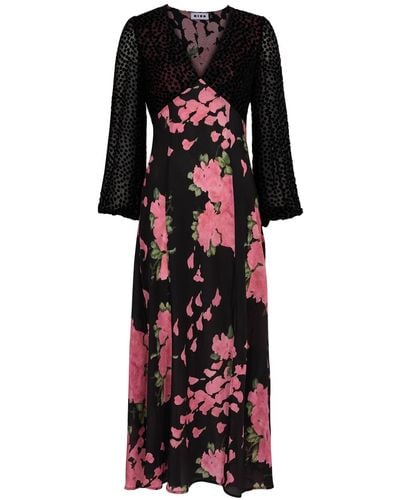 RIXO London Melanie Floral-print Silk Maxi Dress - Black