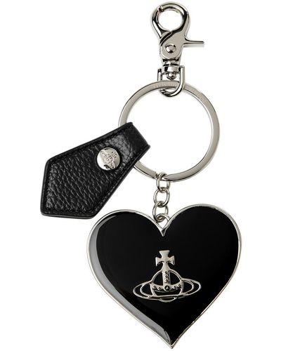 Vivienne Westwood Logo Heart Silver-plated Keyring - Black