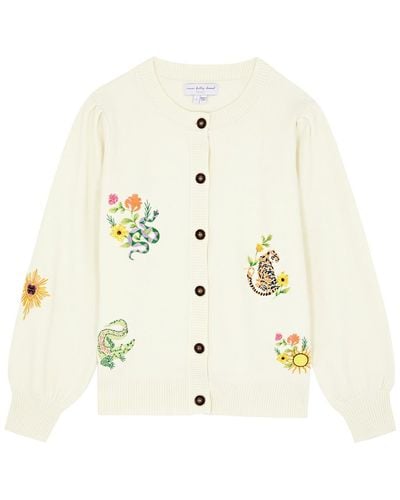 Never Fully Dressed Embroidered Knitted Cardigan - White