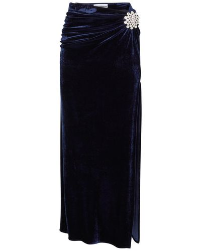 Rabanne Crystal-embellished Velvet Maxi Skirt - Blue