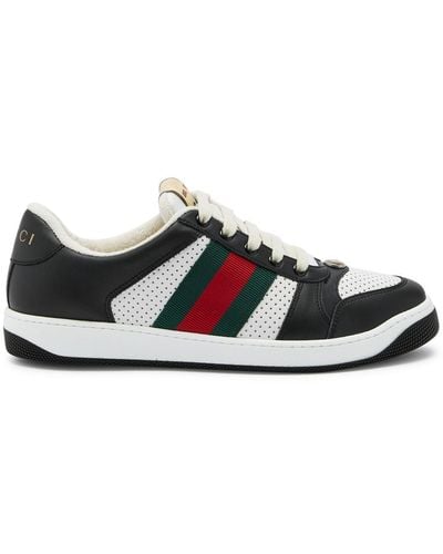Gucci Screener Panelled Leather Trainers - Black