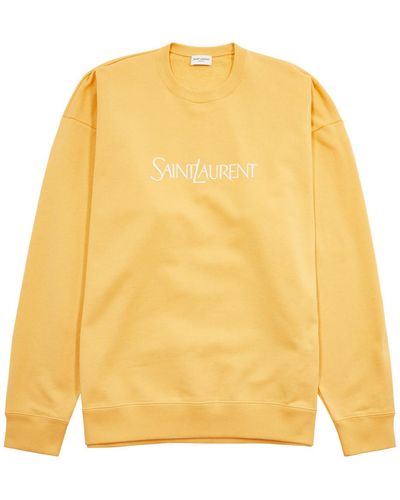 Saint Laurent Logo-Embroidered Cotton Sweatshirt - Yellow