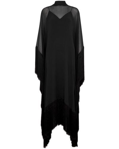 ‎Taller Marmo Mrs Ross Fringed Silk-georgette Maxi Dress - Black