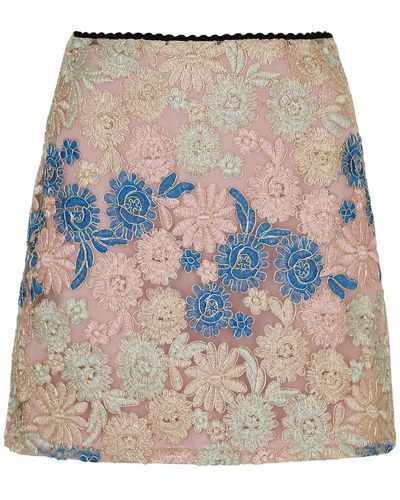 Sister Jane Artist Embroidered Floral-embroidered Mini Skirt - Pink