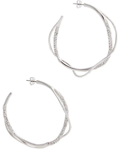 Alexis Intertwined Embellished Hoop Earrings - White