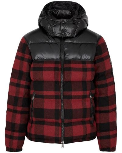 Polo Ralph Lauren Check-pattern Padded Wool-blend Down Jacket - Red