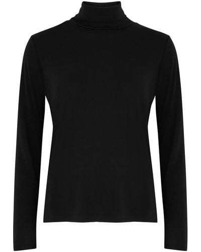 Eileen Fisher Roll-neck Silk-jersey Top - Black