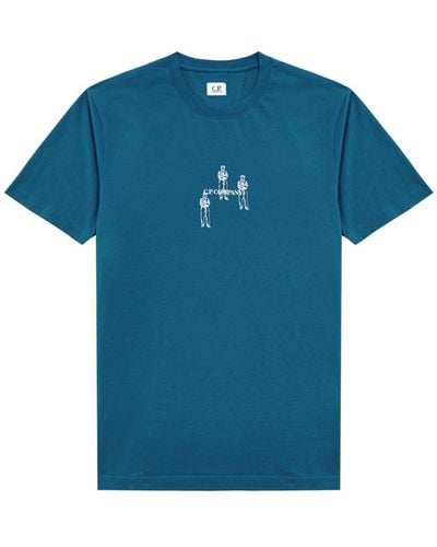 C.P. Company Logo-Print Cotton T-Shirt - Blue