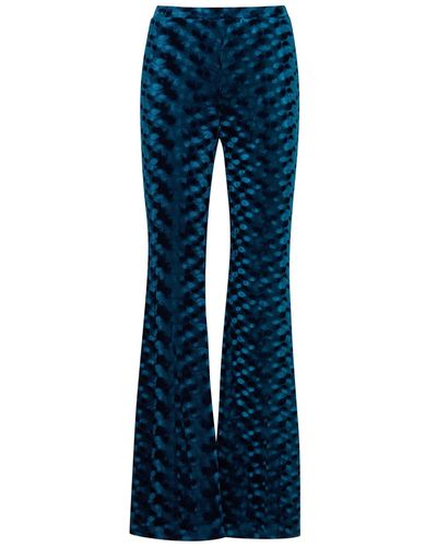 Diane von Furstenberg Ruthette Leopard-print Flared Velvet Pants - Blue