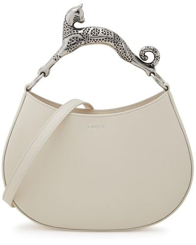 Lanvin Hobo Cat Small Leather Top Handle Bag, Leather Bag - White