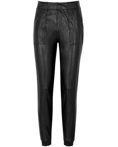 Spanx Faux Stretch-Leather Sweatpants - Gray