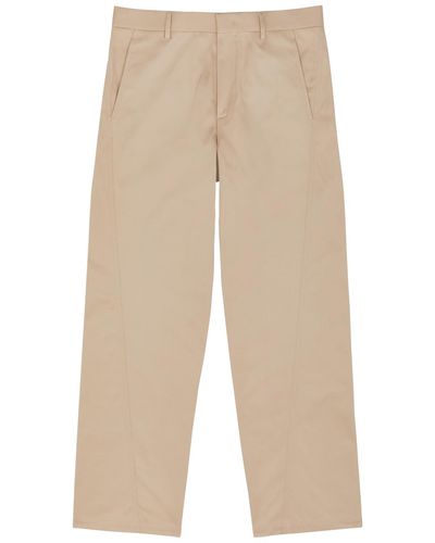Lanvin Twisted Straight-Leg Cotton Chinos - Natural