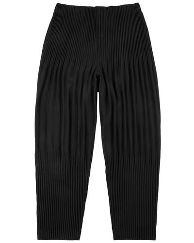 Issey Miyake Homme Plissé Pleated Cropped Pants - Blue
