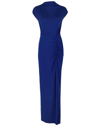 Diane von Furstenberg Apollo Ruched Jersey Maxi Dress - Blue