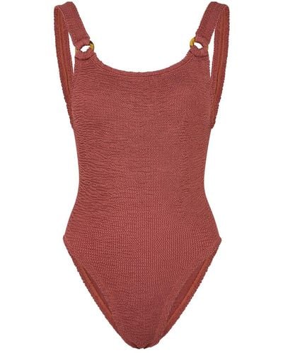 Hunza G Domino Seersucker Swimsuit - Red