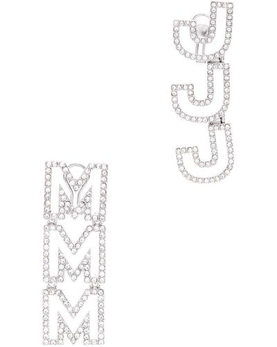 Marc Jacobs Mj Crystal-embellished Drop Earrings - White