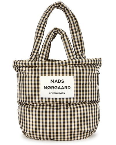 Mads Nørgaard Pillow Checked Shell Tote - Natural
