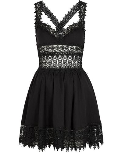 Charo Ruiz Marilyn Lace-Trimmed Cotton-Blend Mini Dress, Dress - Black