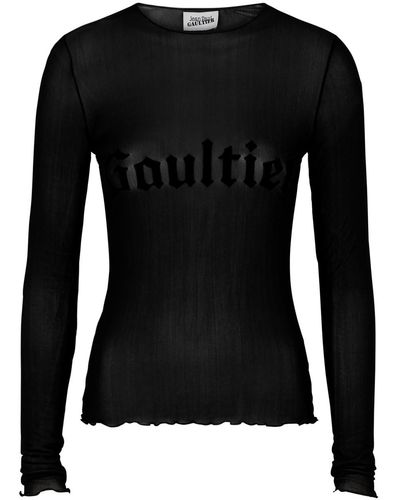 Jean Paul Gaultier The Gaultier Logo Tulle Top - Black