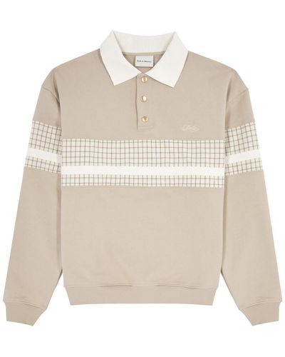 Drole de Monsieur Logo-embroidered Cotton-blend Polo Sweater - Natural