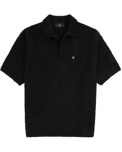 Represent Bouclé Wool-blend Polo Shirt - Black