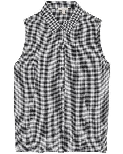 Eileen Fisher Checked Linen Shirt - Grey