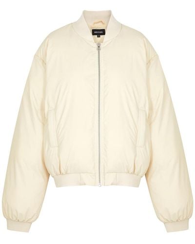 Meotine Sol Faux Leather Bomber Jacket - Natural
