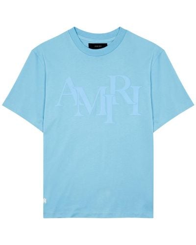 Amiri Logo-appliquéd Cotton T-shirt - Blue