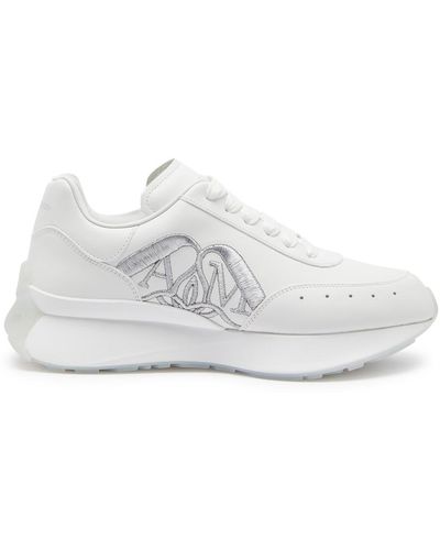 Alexander McQueen Sprint Runner Paneled Leather Sneakers - White