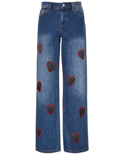 Alice + Olivia Alice + Olivia Karrie Heart Cut-out Straight-leg Jeans - Blue