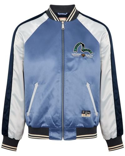 Evisu Souvenir Satin Varsity Jacket - Blue