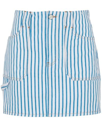 Ganni Striped Denim Mini Skirt - Blue