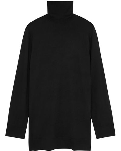Helmut Lang Roll-Neck Wool-Blend Sweater Dress - Black