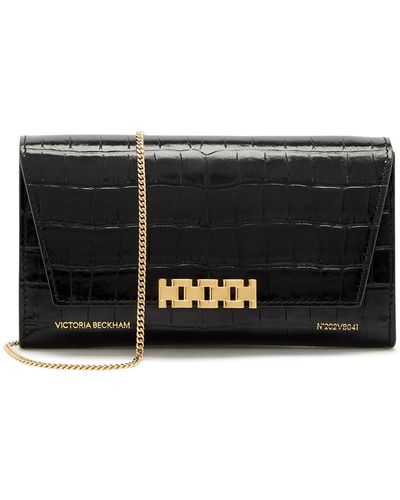 Victoria Beckham Crocodile-effect Leather Wallet-on-chain - Black