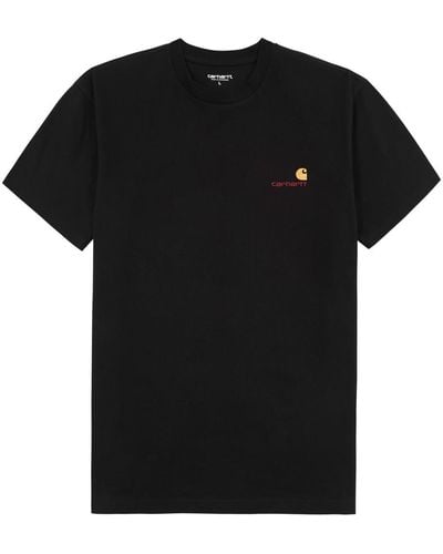 Carhartt American Script Logo-Embroidered Cotton T-Shirt - Black