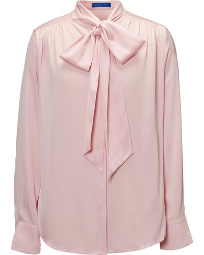 Winser London Silk Blouse & Bow - Pink