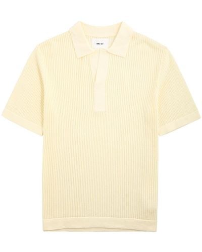 NN07 Huxley Open-Knit Cotton-Blend Polo Shirt - Natural