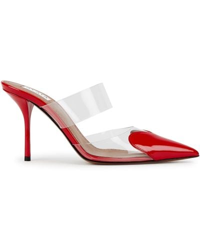 Alaïa Coeur 90 Patent Leather Mules - Red