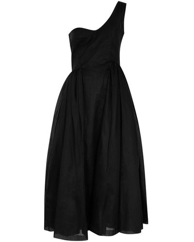 A.W.A.K.E. MODE One-Shoulder Organza Midi Dress - Black