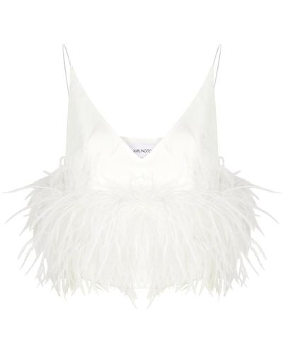 16Arlington Poppy Feather-Trimmed Top - White