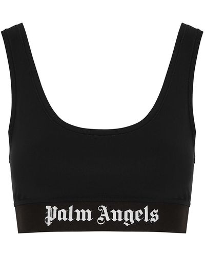Palm Angels Logo Stretch-jersey Bra Top - Black