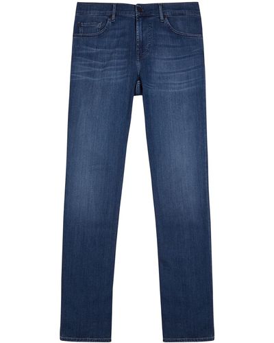 7 For All Mankind Luxe Performance+ Straight-leg Jeans, Jeans, Mid-blu - Blue