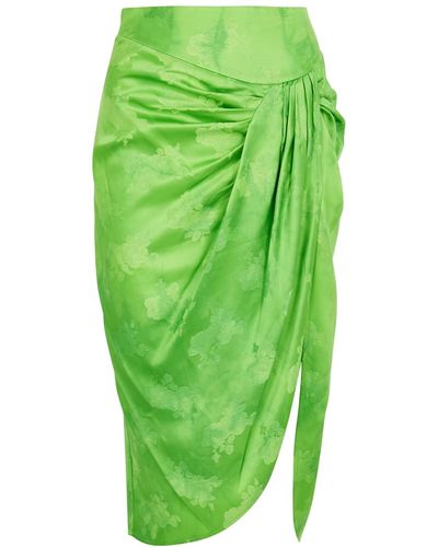 GIUSEPPE DI MORABITO Bright Green Floral-jacquard Satin Skirt