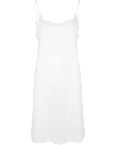 Hanro Michelle Lace-Trimmed Cotton Slip Dress - White
