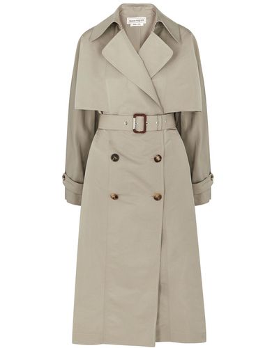Alexander McQueen Double-breasted Faille Trench Coat - Natural