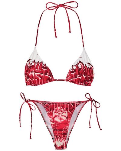 Jean Paul Gaultier Diablo Printed Triangle Bikini - Red