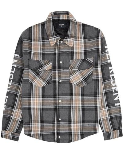 Represent Checked Padded Flannel Shirt - Grey