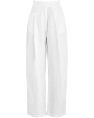 AEXAE Wide-Leg Linen Trousers - White