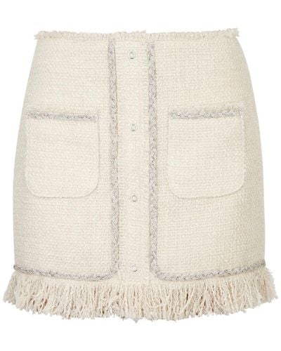 GIUSEPPE DI MORABITO Crystal-embellished Bouclé-tweed Mini Skirt - Natural