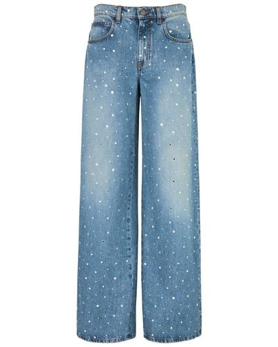 GIUSEPPE DI MORABITO Crystal-Embellished Wide-Leg Jeans - Blue